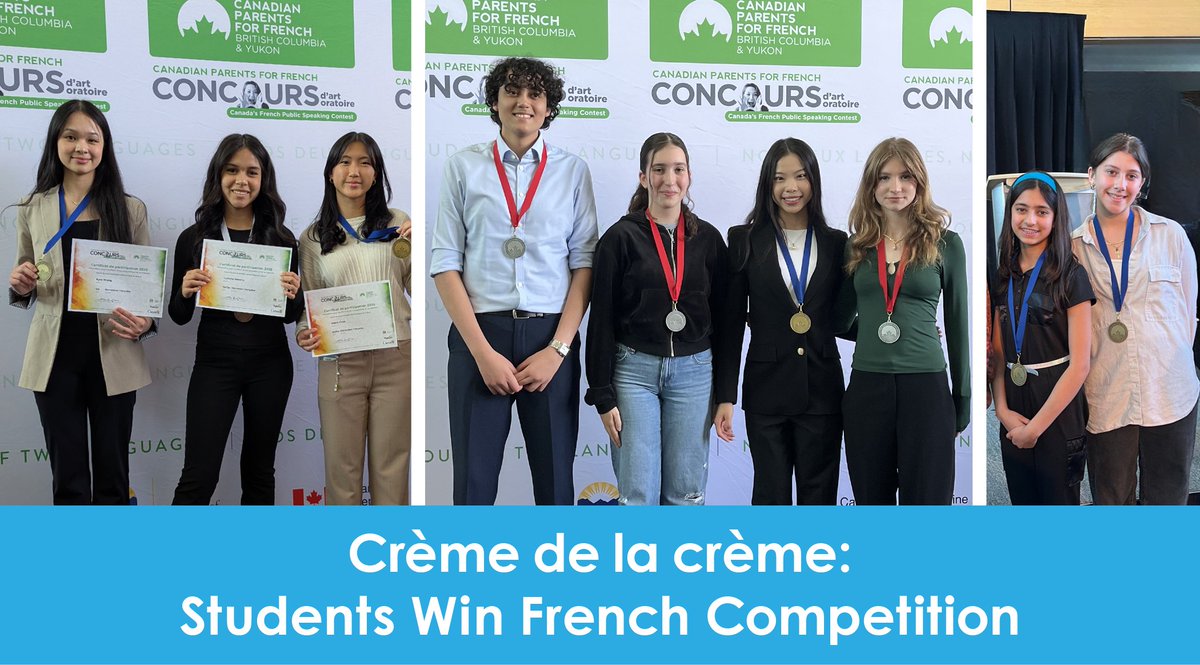 Students from #BurnabySchools took nearly 20% of the medals at the provincial French speaking competition, Concours d’art oratoire, put on by <a href="/cpfbc/">CPF BC & Yukon</a> – with two students qualifying for Nationals! 
Learn more: ow.ly/wohI50VS9FG