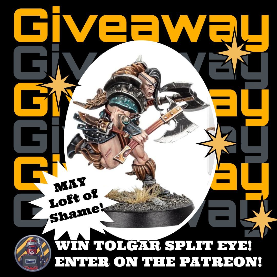 Wanna win a chieftain? In this month's TRIAL OF SHAME my loft will be lessened by one Tolgar Split Eye, the event-exclusive AOS model! It's open to everyone, even FREE members, and winners will be announced on the next Tale of Four Gamers episode!

patreon.com/posts/mays-tri…