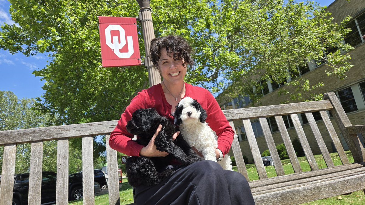We had some VIPs (Very Important Puppies) on campus today: VP Bynum brought her fam's new pups Randy and Ham to say hi to OU-Tulsa and we are OBSESSED 🐶🐾