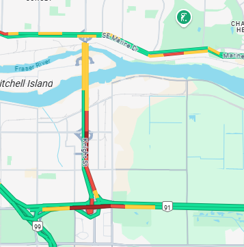 NewsRadioVAN's tweet photo. 2:55-#KnightStreetBridge
Seeing big delays heading NB. Backed  to Cambie Rd.
Take the Oak Street Bridge NB.
#RichmondBC #Vancouver #BCHWY99 https://t.co/LNLl0CxBPe
