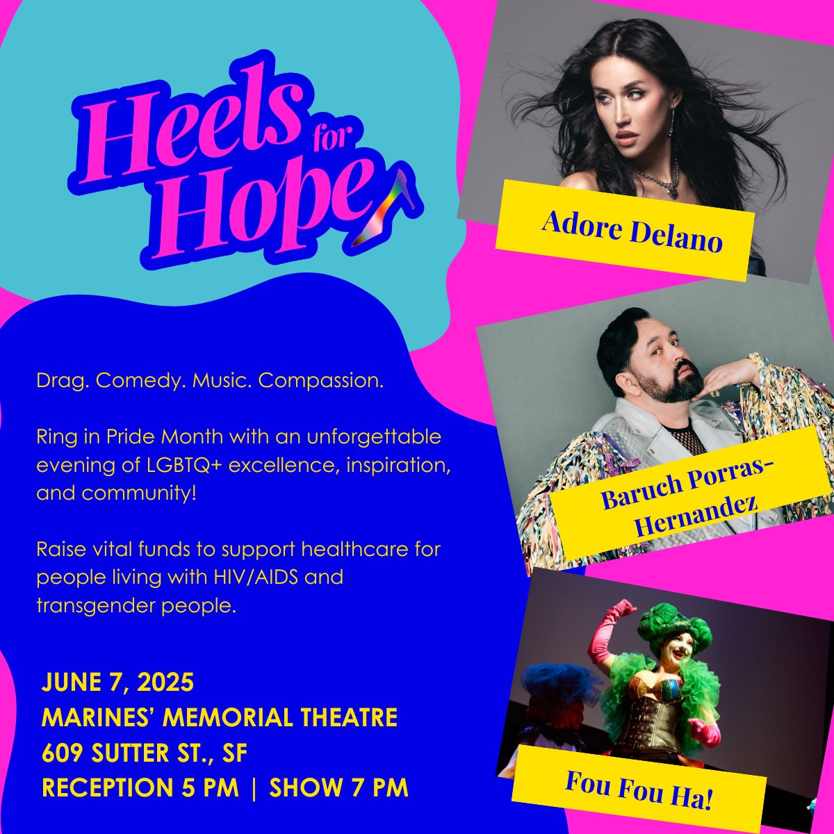Celebrate Pride Month with Heels for Hope on June 7th! 🏳️‍🌈 Enjoy cocktails &amp; performances by Baruch Porras-Hernandez &amp; <a href="/AdoreDelano/">Adore Delano</a>, benefiting <a href="/MaitriSF/">Maitri SF</a>'s HIV/AIDS &amp; trans healthcare programs ✨

Enter to win tickets: t.dostuffmedia.com/t/c/s/276986