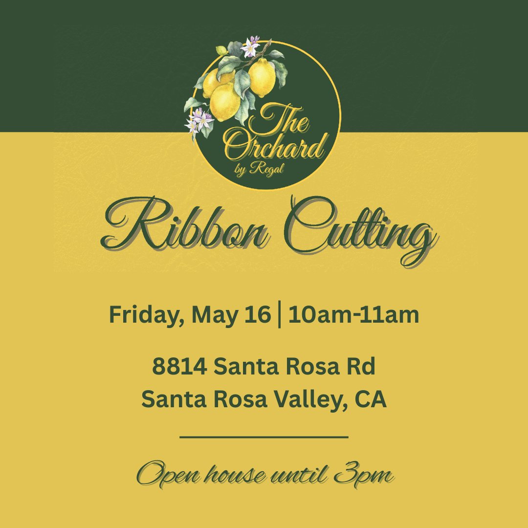 Join us in celebrating the grand opening of Regal Care's new assisted living facility, The Orchard, located on a historic ranch just outside Camarillo. Tours and refreshments will be available. More info: tinyurl.com/mpkufd4v