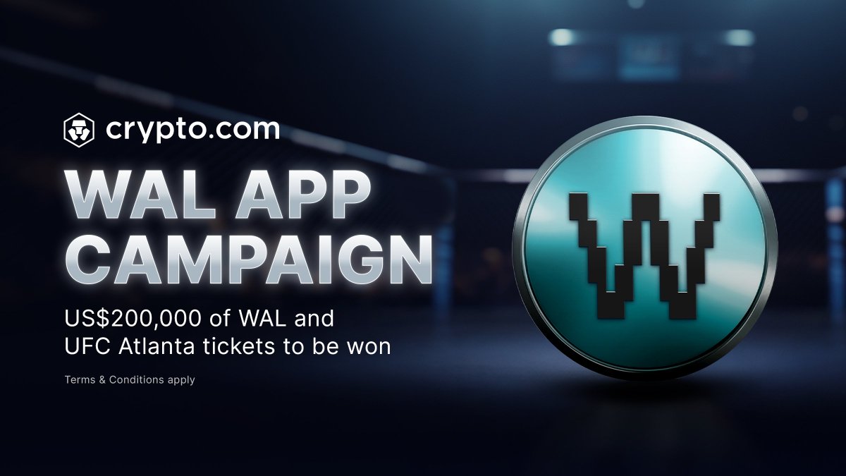 Crypto.com (@cryptocom) on Twitter photo 🚨 WAL App Campaign ends tomorrow!
Trade $WAL and stand to win:
🥊 UFC Atlanta tickets
💰 A share of US$100,000 in WAL rewards
Now’s your chance to be at a UFC Fight Night — learn more now 👉crypto.com/events/wal-app…
<a href="/WalrusProtocol/">Walrus 🦭/acc</a> 🚨 WAL App Campaign ends tomorrow!
Trade $WAL and stand to win:
🥊 UFC Atlanta tickets
💰 A share of US$100,000 in WAL rewards
Now’s your chance to be at a UFC Fight Night — learn more now 👉crypto.com/events/wal-app…
<a href="/WalrusProtocol/">Walrus 🦭/acc</a>