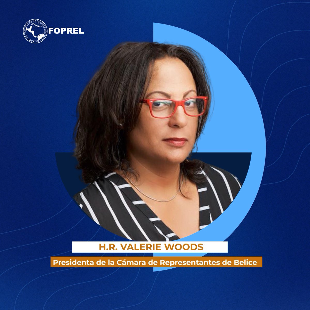El FOPREL felicita, por su reelección como Presidenta de la Cámara de Representantes de Belice, a la H.R. Valerie Woods, quien es miembro pleno de este Foro y Presidenta de la  Comisión Interparlamentaria de Inclusión Social.  

Deseamos que en este nuevo período alcance
