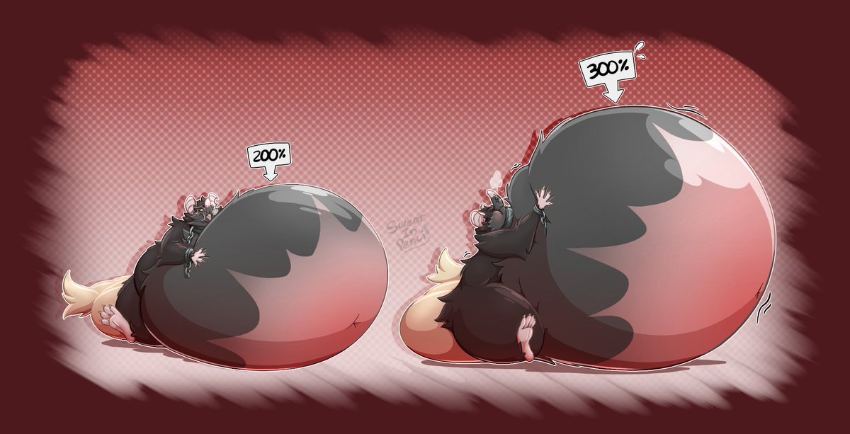 SwearInPencil's tweet photo. The more stuffed he gets, the more pressure gets put into his belly.
Excessive pressure causes him to quiver, which is a sign that he may detonate prematurely. https://t.co/keq1ZGGp4i