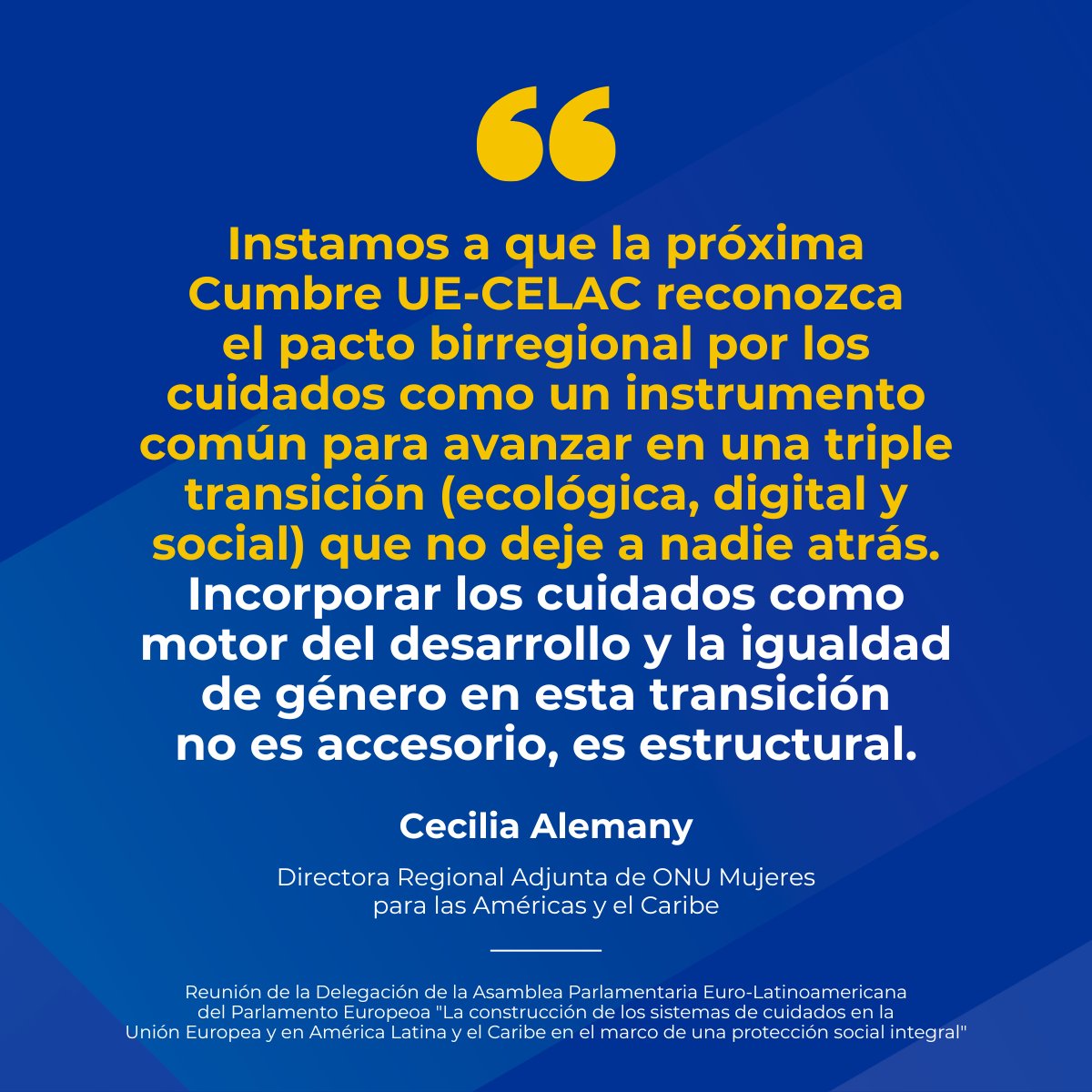 ONU Mujeres (@onumujeres) on Twitter photo Desde <a href="/ONUMujeres/">ONU Mujeres</a> agradecemos la invitación del Parlamento Europeo a la reunión preparatoria de la Asamblea Parlamentaria Euro-Latinoamericana "La construcción de los sistemas de cuidados en la UE y #ALC en el marco de una protección social integral"
<a href="/AlemanyCecilia/">Cecilia Alemany</a> #EuroLat. Desde <a href="/ONUMujeres/">ONU Mujeres</a> agradecemos la invitación del Parlamento Europeo a la reunión preparatoria de la Asamblea Parlamentaria Euro-Latinoamericana "La construcción de los sistemas de cuidados en la UE y #ALC en el marco de una protección social integral"
<a href="/AlemanyCecilia/">Cecilia Alemany</a> #EuroLat.