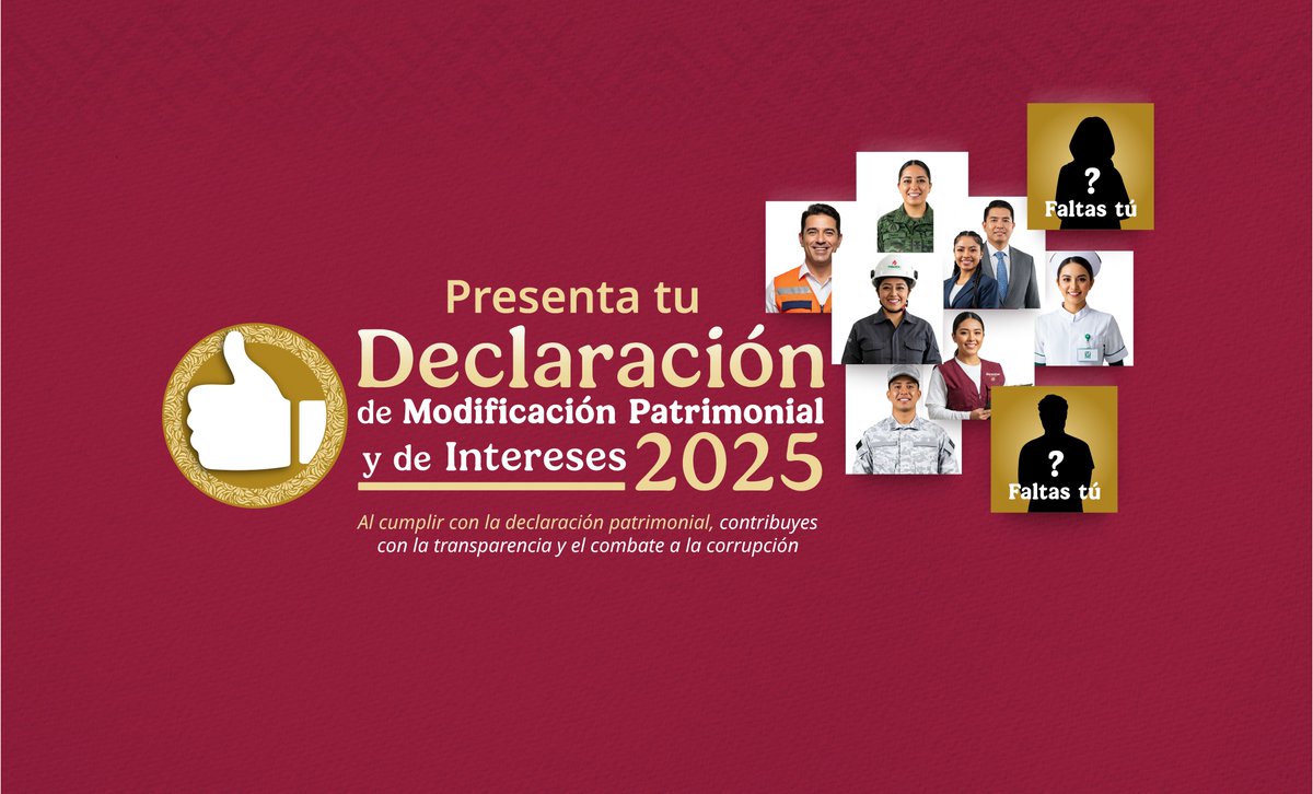 Persona servidora pública:  
¡Cumple con tu declaración patrimonial y de intereses 2025! 

Contribuye a la transparencia y al combate a la corrupción. ¡Tu participación es esencial! 👥✨

#Transparencia #Anticorrupción #declaraciónpatrimonial