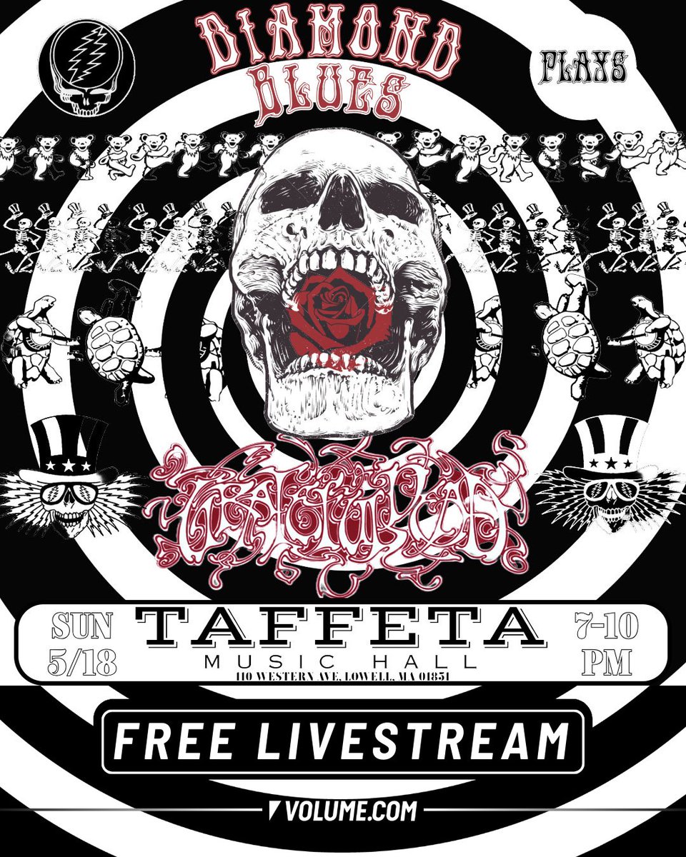 Volume.com (@getonvolume) on Twitter photo 💀🌹Deadheads, this one’s for you
Diamond Blues takes the stage at <a href="/TaffetaMusic/">Taffeta Music</a> TONIGHT to play your favorite Grateful Dead tunes
🎥 Join the free livestream at 7 PM ET on <a href="/GetOnVolume/">Volume.com</a>: bit.ly/Taffeta-DeadNi…
It’s gonna be magic 🎶 💀🌹Deadheads, this one’s for you
Diamond Blues takes the stage at <a href="/TaffetaMusic/">Taffeta Music</a> TONIGHT to play your favorite Grateful Dead tunes
🎥 Join the free livestream at 7 PM ET on <a href="/GetOnVolume/">Volume.com</a>: bit.ly/Taffeta-DeadNi…
It’s gonna be magic 🎶