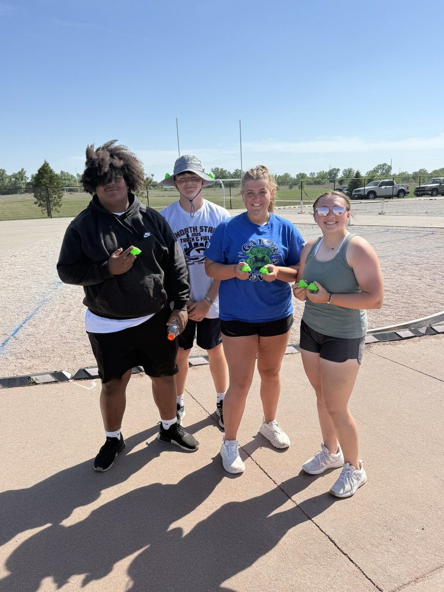 All smiles for our state qualifiers!!! 

Young group punching their first tickets to State!!!! 

Congratulations to:
Alexis Parde (Jr) - Shot Put &amp; Discus
Jamal Little (Jr)- Discus
Nathan Dush (So)- Shot Put
Skyla Whitten (Fr)- Shot Put &amp; Discus

#GoGators