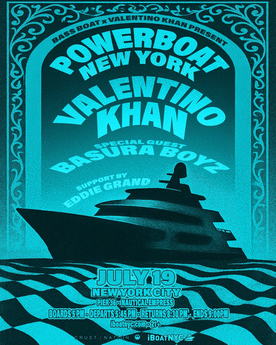 Huge boat party for the summer! I’ll be rocking with <a href="/ValentinoKhan/">VALENTINO KHAN</a> and <a href="/iboat_nyc/">iBoatNYC🛳</a> for Power Boat New York ⚡️ Saturday July 19th sunset cruise 5-9PM 🌊 Early bird tickets are now on sale: posh.vip/e/valentino-kh…
