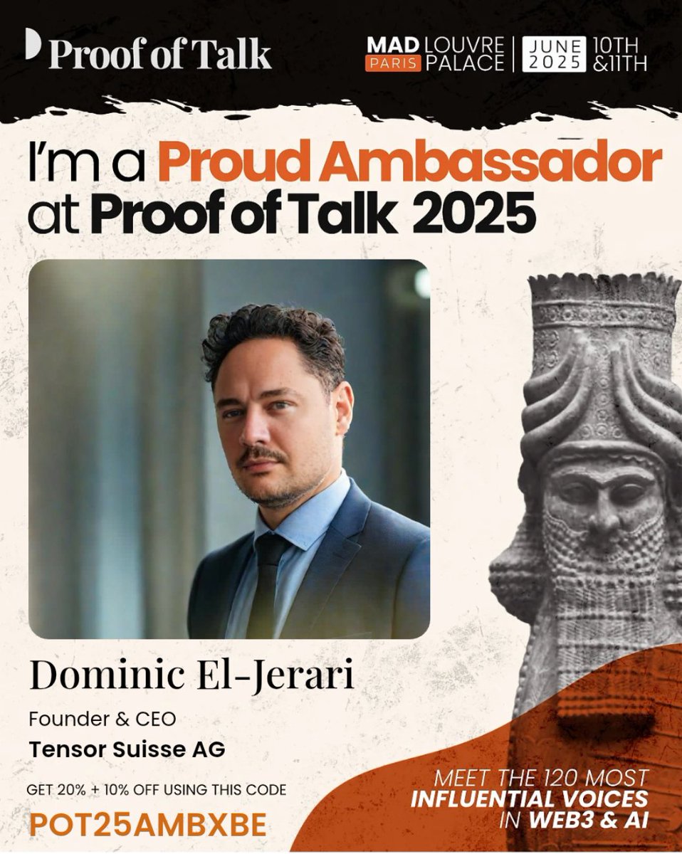 Lord Vayu {τ‿τ} ☀️🌙 (@vayu108) on Twitter photo Excited to join Proof of Talk 2025 this June 10–11 at the Louvre Palace in Paris.
As founder of <a href="/tensorsuisse/">Tensor Suisse</a> AG, I’ll be there to connect with those shaping the next capital layer for AI — decentralized, incentive-aligned, and protocol-native.
If you're serious about where AI, Excited to join Proof of Talk 2025 this June 10–11 at the Louvre Palace in Paris.
As founder of <a href="/tensorsuisse/">Tensor Suisse</a> AG, I’ll be there to connect with those shaping the next capital layer for AI — decentralized, incentive-aligned, and protocol-native.
If you're serious about where AI,
