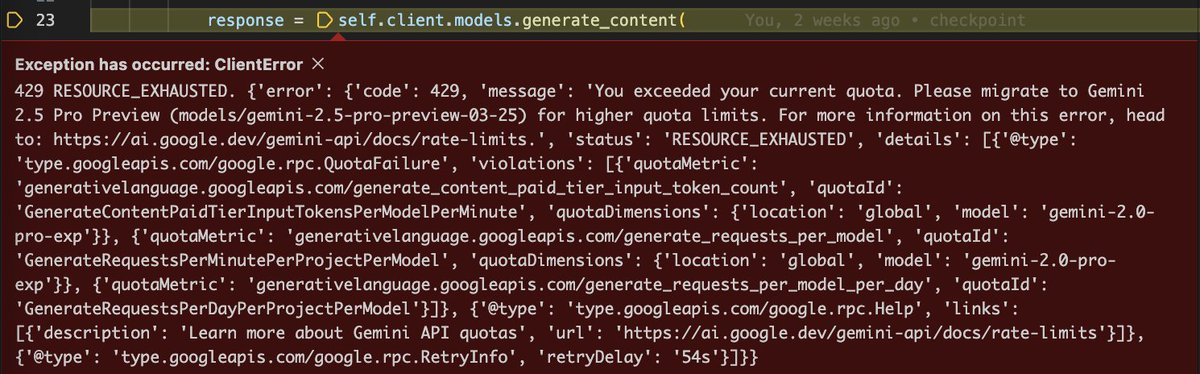 WiseMongoose's tweet photo. @OfficialLoganK I upgraded my Google Cloud free account to a paid one with a payment method that can bill my gemini project, but i'm still getting frightening 429 error. Is there usually a delay? https://t.co/tJO6Fiv2qF