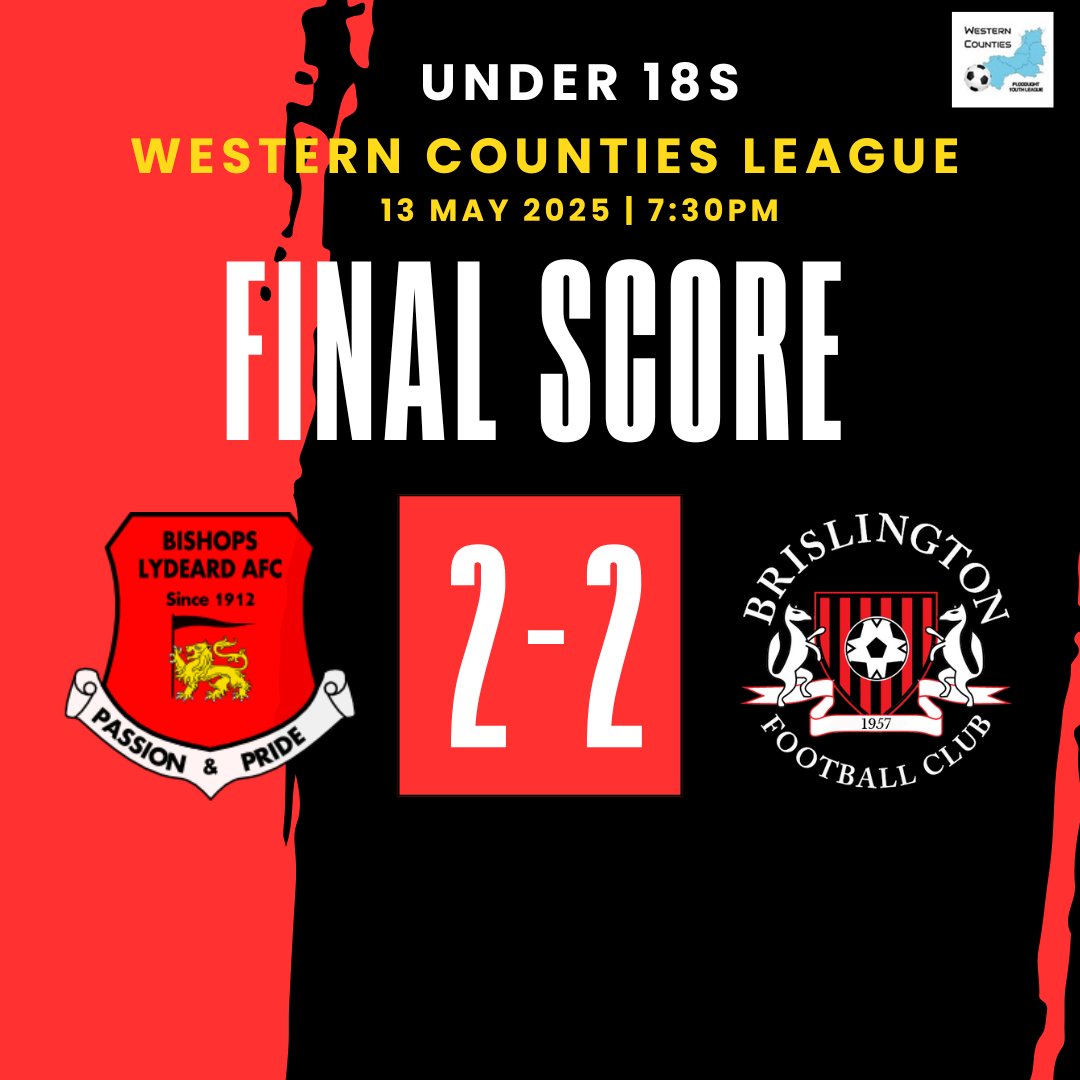 That's a wrap! Our U18s close out the season with an entertaining draw. Thanks to all the players, coaches &amp; supporters for a memorable campaign.
<a href="/BrislingtonFC/">Brislington FC</a> <a href="/wcfyl/">Western Counties Floodlight Youth League</a> <a href="/swsportsnews/">South West Sports News</a>