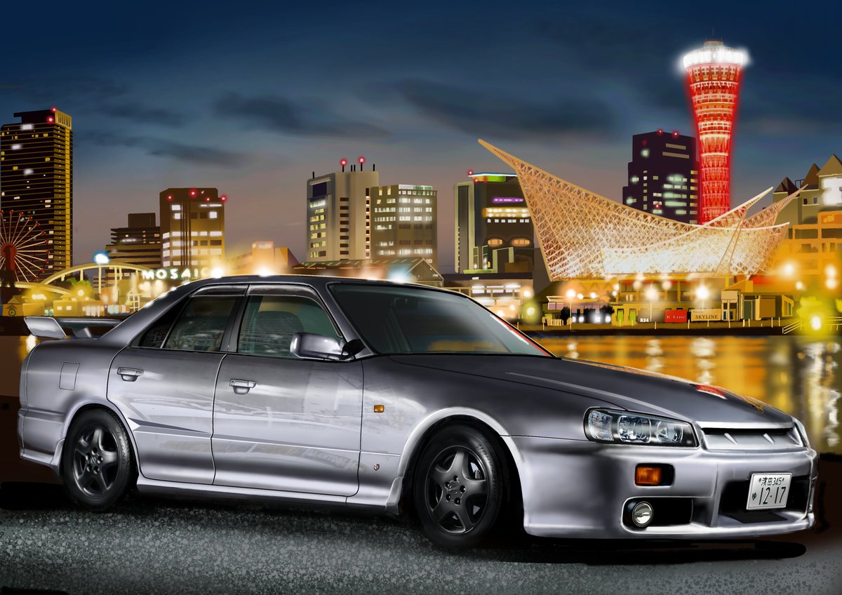 HamaYuki55's tweet image. そーいえば
男二人で『鉄仮面』で夜景見に行ったなぁ・・・30数年前（笑）
#神戸夜景
#R33
#イラスト依頼作品
#クリエイターズアパートメント