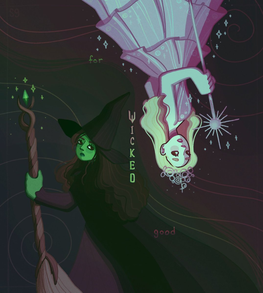 thespookytoad's tweet image. 2 days left of the semester so here’s another gelphie drawing 💪 #wicked #wickedfanart #gelphie #gelphiefanart