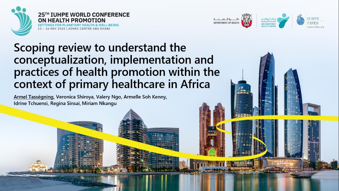 Ready to dive deep into the world of #healthpromotion in Africa? Follow Armel Tassegning, HPAC/BORNFYNE Coordinator @CIRES  at the 25th IUHPE World Conference on May 14th, for expert insights and practices that make a real impact!

 #IUHPEWorldConference
<a href="/IUHPE2025/">IUHPE2025</a>