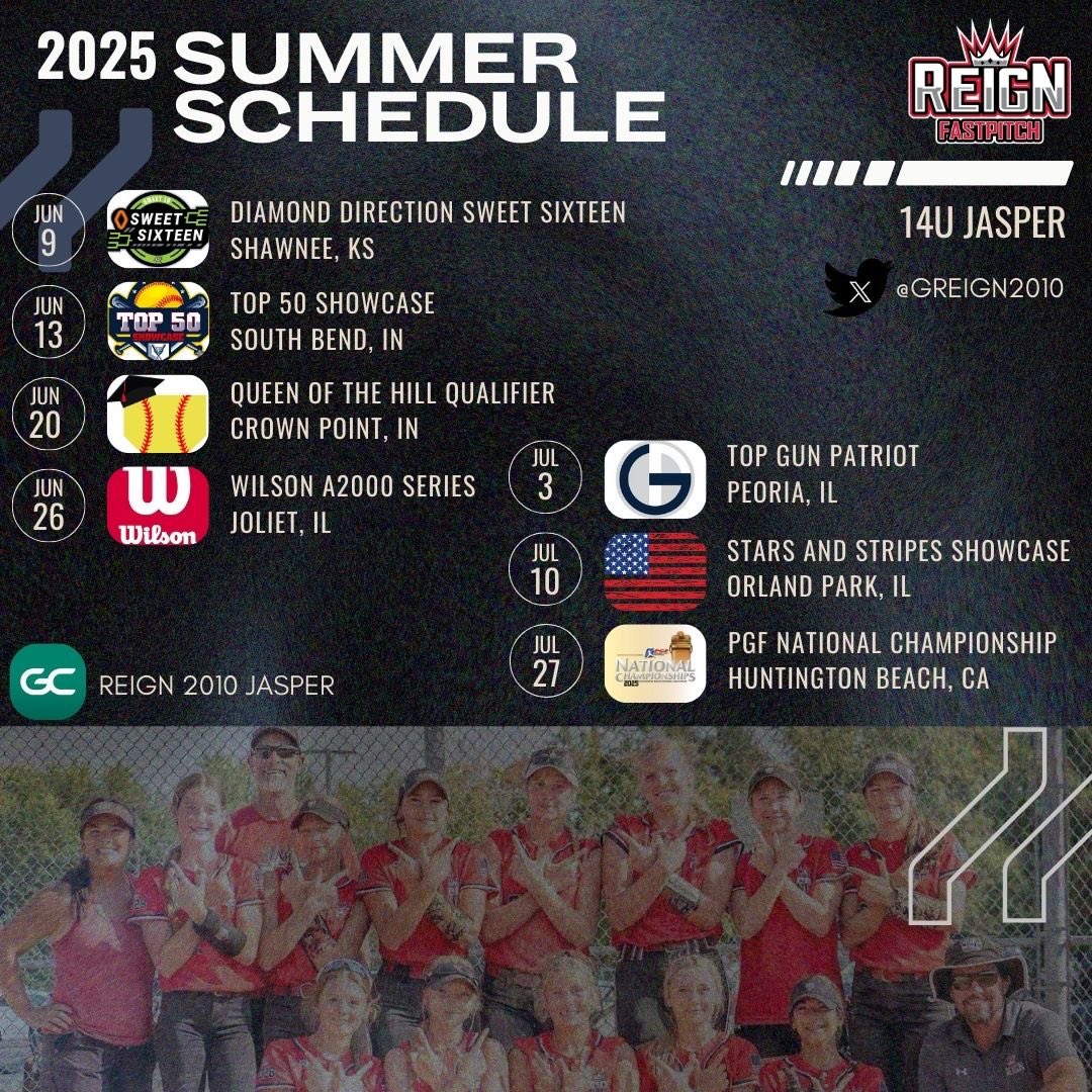 GenuWin Reign 2010 TJ (@greign2010) on Twitter photo We’re excited for this schedule and Summer is right around the corner! Let’s go!
<a href="/GenuWinReign/">GenuWin Reign</a> <a href="/ExtraInningSB/">EXTRA INNING SOFTBALL</a> <a href="/TopPreps/">SPORTS NEWS, VIDEOS, GRAPHICS, EXPOSURE & MORE</a> <a href="/SBRRetweets/">Softball Recruiting Reposts</a> <a href="/CoastRecruitsSB/">Coast Recruits 🥎</a> We’re excited for this schedule and Summer is right around the corner! Let’s go!
<a href="/GenuWinReign/">GenuWin Reign</a> <a href="/ExtraInningSB/">EXTRA INNING SOFTBALL</a> <a href="/TopPreps/">SPORTS NEWS, VIDEOS, GRAPHICS, EXPOSURE & MORE</a> <a href="/SBRRetweets/">Softball Recruiting Reposts</a> <a href="/CoastRecruitsSB/">Coast Recruits 🥎</a>
