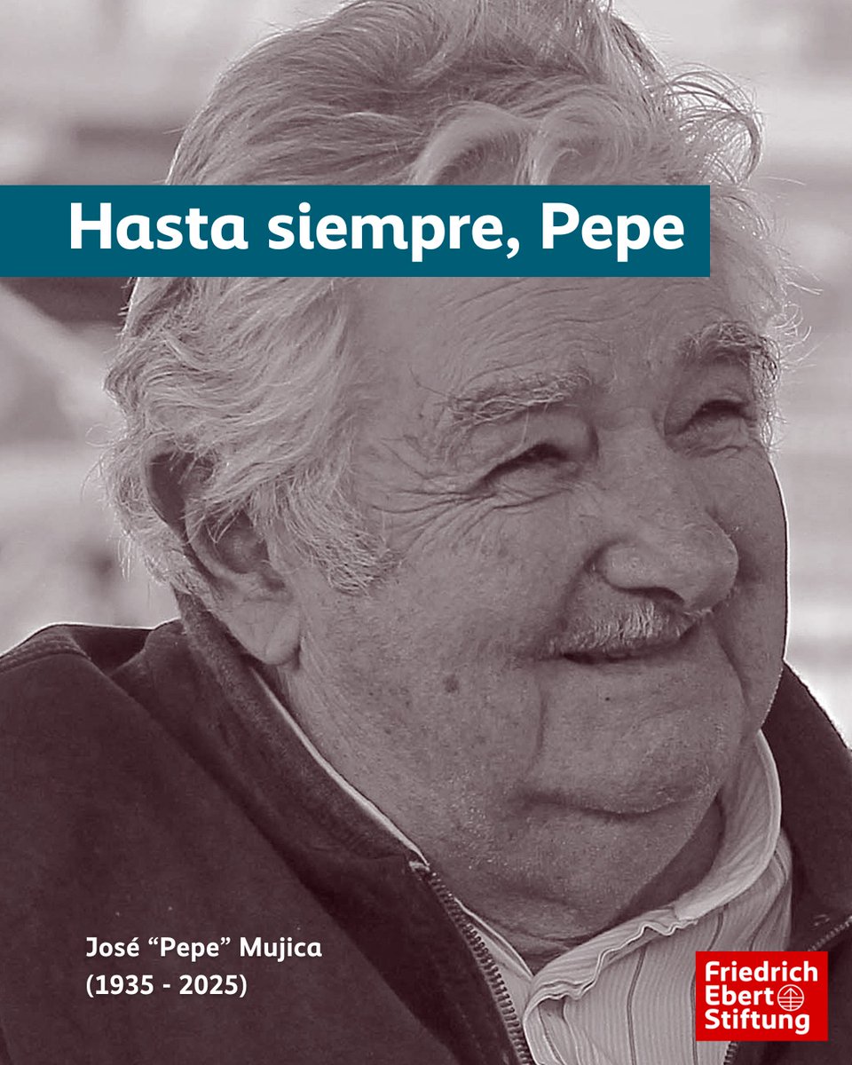 Con profundo pesar despedimos a José "Pepe" Mujica. Un ejemplo de compromiso con los valores democráticos, de lucha incansable por la justicia social y la construcción de un mundo más solidario. 

Gracias y hasta siempre, Pepe 🌿
