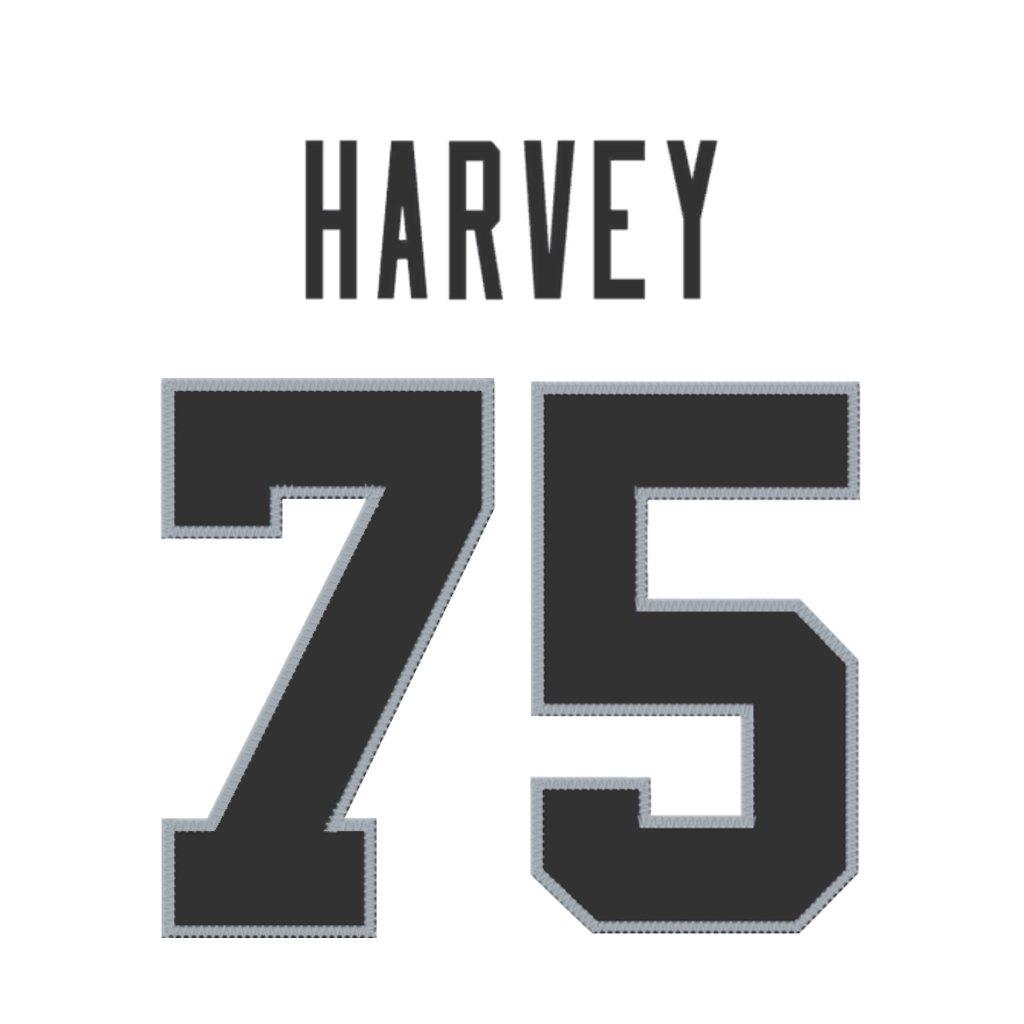 Las Vegas Raiders EDGE Jahfari Harvey is wearing number 75. Last
