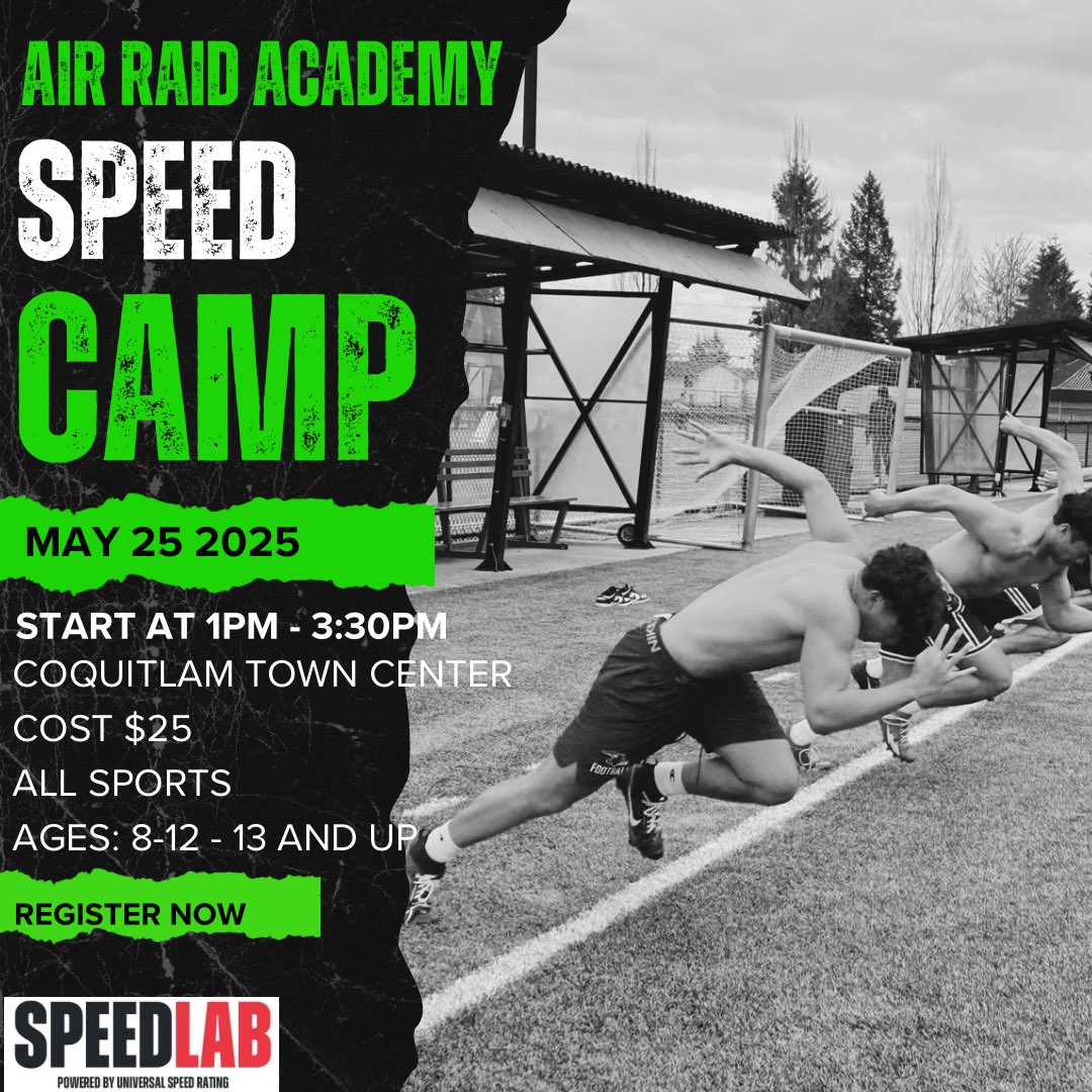 ELEVATE YOUR PERFORMANCE. SEPARATE YOURSELF FROM THE COMPETITION.
The Air Raid Academy Speed Camp is back and it’s faster than ever.

Unlock your full athletic potential 

#allsports #speed #britishcolumbia #elevate #Vancouver #lowermainland