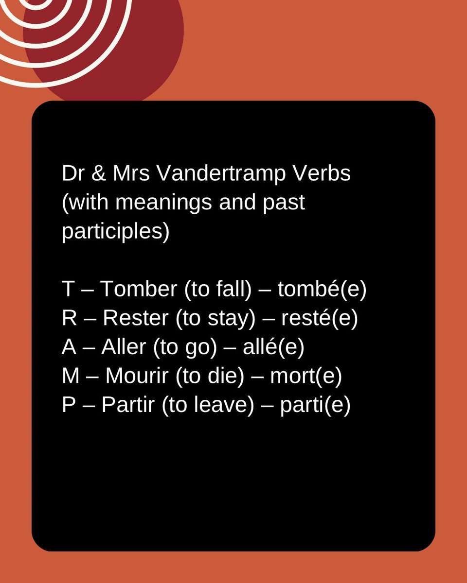 bimbolakinyemi's tweet image. “Not all past actions use ‘avoir’! 

Meet the 17 verbs that always call for être in the past tense. 
Do you want to sound more fluent in French? Master this list!”

🔖 #FrenchPastTense #PasséComposé #A2FrenchGrammar #FrenchWithEtre #FrenchVerbs #FrancaisPourTous #LearnFrenchDaily