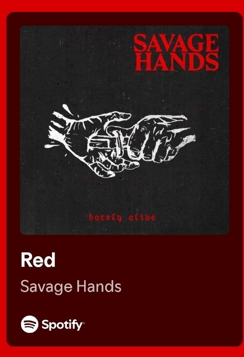 Vance Meek (@vancemeek) on Twitter photo Number 193 #Vances200 favorite songs
Red by <a href="/SavageHandsBand/">SAVAGE HANDS</a>
Savage Hands is a band I found more recently. Enjoyed their stuff. This one stuck in my head for several days.
open.spotify.com/track/7g34Qqbv… Number 193 #Vances200 favorite songs
Red by <a href="/SavageHandsBand/">SAVAGE HANDS</a>
Savage Hands is a band I found more recently. Enjoyed their stuff. This one stuck in my head for several days.
open.spotify.com/track/7g34Qqbv…