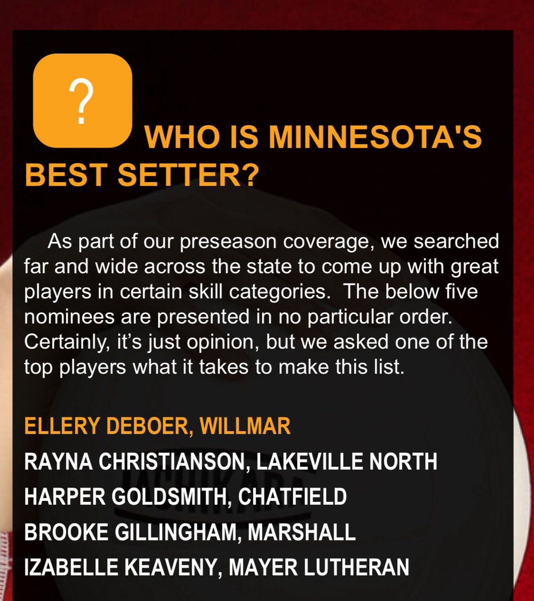 Rayna Christianson (@rayna2026) on Twitter photo Thank you <a href="/BreakdownUSA/">Breakdown Sports USA</a> for recognizing me for Miss Volleyball and one of Minnesota’s top setters this year. Congrats to the other talented athletes mentioned in this year’s edition. Thank you <a href="/BreakdownUSA/">Breakdown Sports USA</a> for recognizing me for Miss Volleyball and one of Minnesota’s top setters this year. Congrats to the other talented athletes mentioned in this year’s edition.