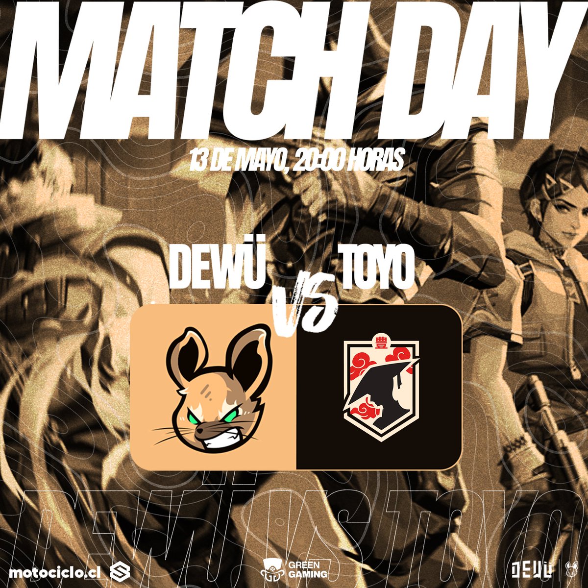 MATCHDAY | #GreenGaming 🍀

Hoy nos enfrentamos a <a href="/ToyoEsports/">TOYO</a> en una jornada que puede marcar el rumbo del split. Tocará jugar con cabeza, pero también con corazón.🐹⛩️

⏰ 20:00hrs 🇨🇱
📺 twitch.tv/greengaming_tv