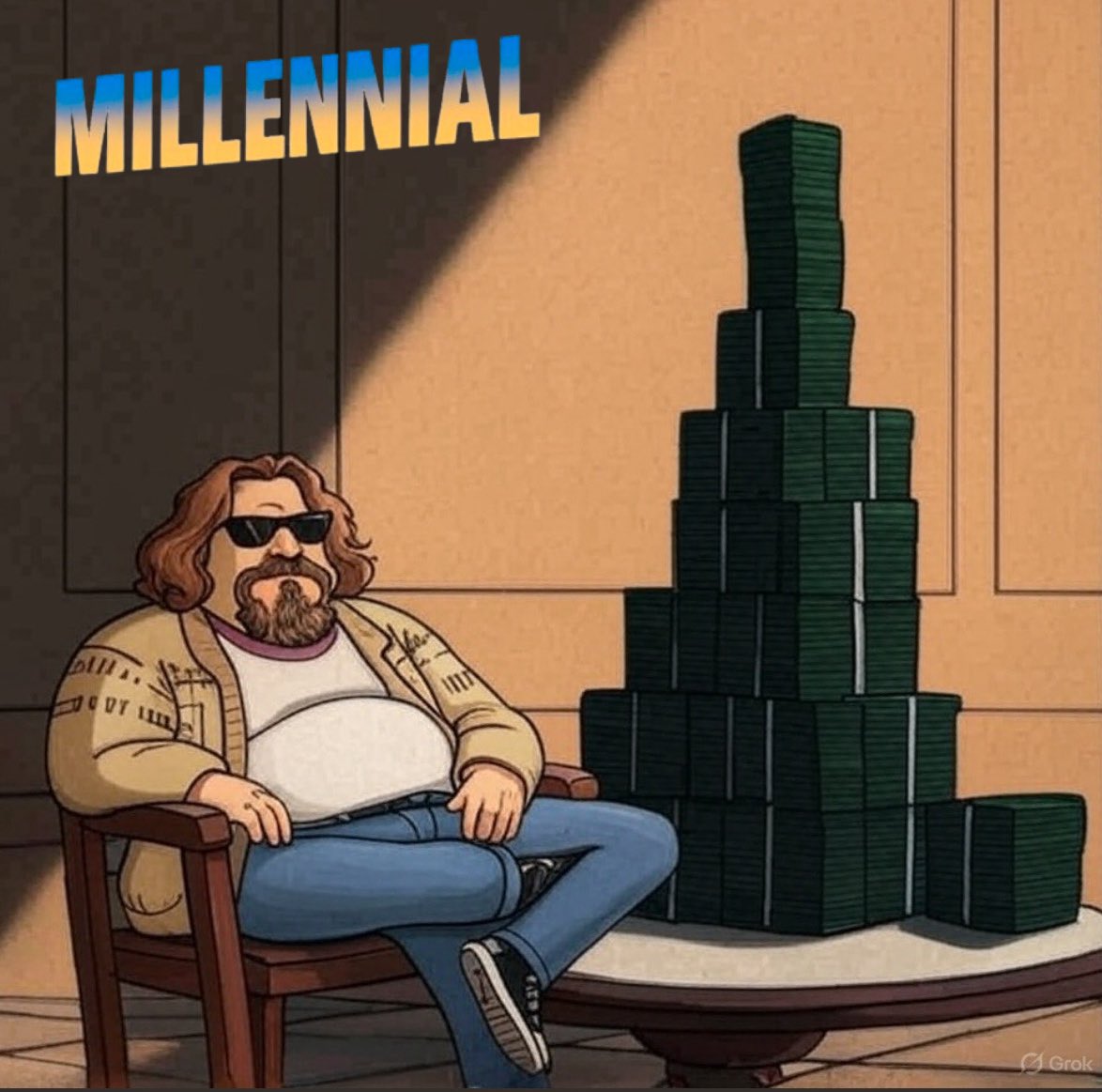 genkidamaged's tweet photo. « They asked me where was the money. 

I never told them I put it all on #millennial coin » 🤠 https://t.co/o1lFfOeOCj
