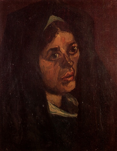 Head of a Peasant Woman in a Green Shawl - 1885 #artbots #vangogh