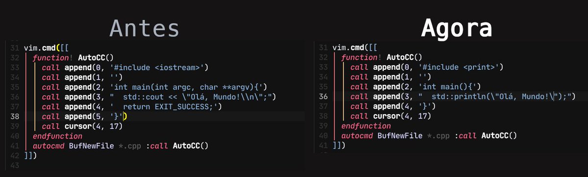 TerminalRootTV's tweet image. Dei uma atualizada no meu Neovim para gerar código inicial =) #CPP23 #cpp