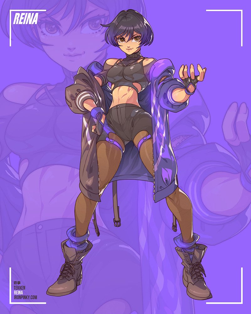 Just launched my Fighter Galz Vol. 7 Sticker Collection! You can grab the set at ironpinky.com 💜🖤💙 Headlining this set is Reina Mishima #reinamishima #edwinhuang #tekken #tekken8