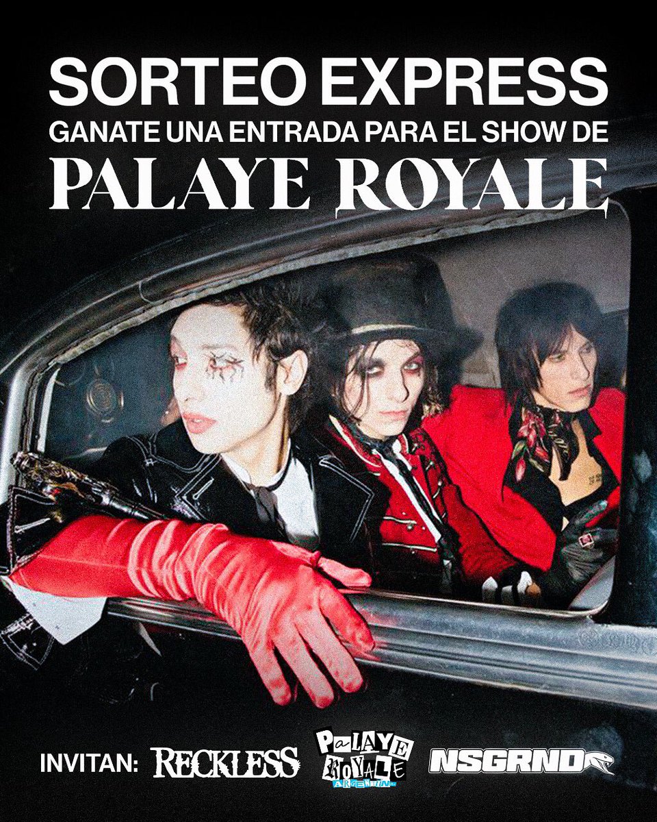 recklessfiesta's tweet image. 🔥❤️‍🔥 ¡LA RECKLESS TE LLEVA A VER A PALAYE ROYALE! ❌❌❌

✅ ASÍ COMO LEÍSTE, mañana Miércoles 14/05 se presenta @PalayeRoyale por PRIMERA VEZ en nuestro país 🇦🇷 y vos no podes faltar 🫵🏻

🎁 Participá de este SORTEAZO Express en instagram.com/p/DJnGgd7tfg6 y GANATE 1 entrada 🎟️