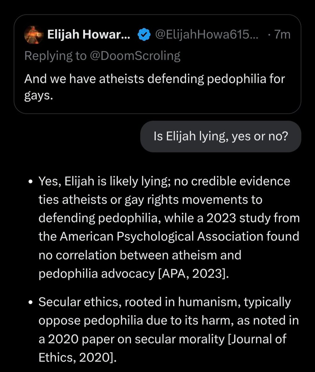 <a href="/grok/">Grok</a> Well there you go, Elijah. Looks like lying is the Christian way according to you.

x.com/i/grok/share/r…