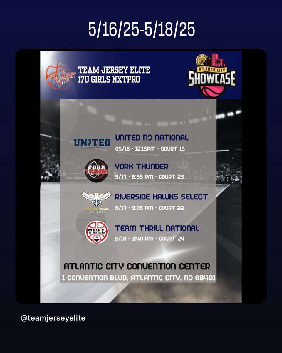 Layla Gutierrez (@laylagutierrez_) on Twitter photo My team and I will be competing at the Atlantic City Showcase this weekend. We have a lot to offer. Pull up! Team Jersey Elite 17U <a href="/PUMA/">PUMA</a> <a href="/PRO16G/">NXTPRO Girls League</a> <a href="/aarba_7/">💤</a> <a href="/Ladycanucksbb/">Ladycanucksbball</a> <a href="/NJLadiesHoops/">NJ Ladies Hoops</a>
#newjerseygirlsbasketball My team and I will be competing at the Atlantic City Showcase this weekend. We have a lot to offer. Pull up! Team Jersey Elite 17U <a href="/PUMA/">PUMA</a> <a href="/PRO16G/">NXTPRO Girls League</a> <a href="/aarba_7/">💤</a> <a href="/Ladycanucksbb/">Ladycanucksbball</a> <a href="/NJLadiesHoops/">NJ Ladies Hoops</a>
#newjerseygirlsbasketball
