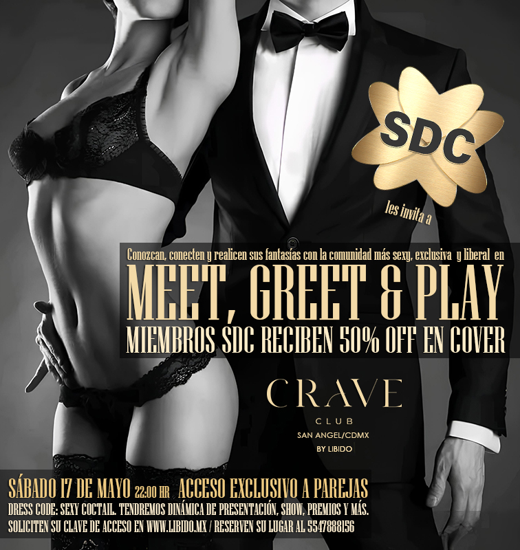 SDC es la comunidad swinger más grande a nivel mundial y este sábado 17 de mayo tendremos un evento especial para ellos. 

Vengan a conocer parejas liberales buscando darle ese giro picante a su relación. 

MIEMBROS SDC RECIBEN UN 50% OFF EN COVER

ACCESO EXCLUSIVO A PAREJAS
