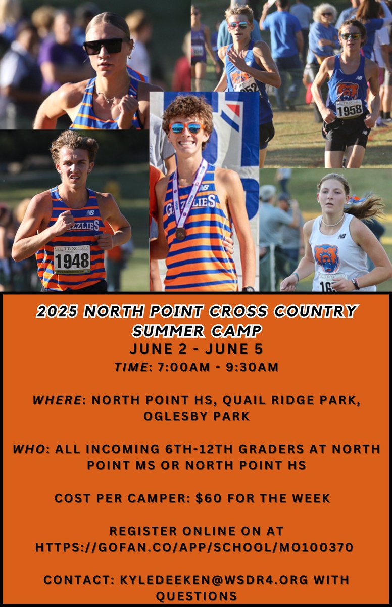 northpointxctf's tweet image. NPXC Camp is fast approaching!

Sign up and join us for all the fun starting on June 2nd 😎 🏃 🏃‍♀️ 

@runlikeagrizzly @NP_Grizzlies_AD