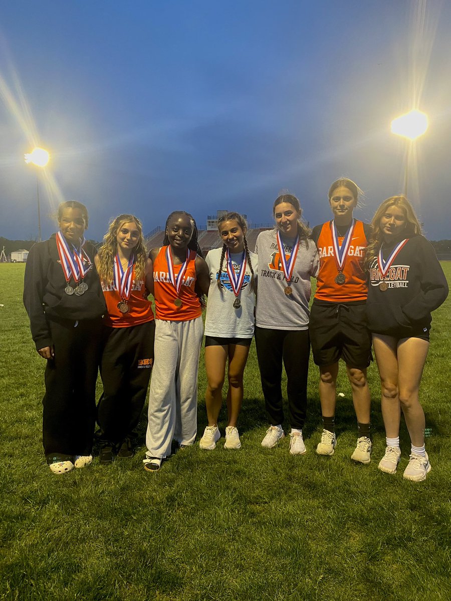 BARNEGAT GIRLS WIN Freshman Division at Frosh/Novice Champs!!!

A. Colavita: 1st 800 (School Record &amp; PR) 
K. Afflick: 1st 400H(PR), 100H (PR), TJ
V. Hoffman: 4th 100 (PR), 200
E. Ordonez: 1st Disc, Jav, 4th Shot 
A. Colavita, K. Afflick, V. Hoffman, M. Akintola: 1st 4x400 Relay