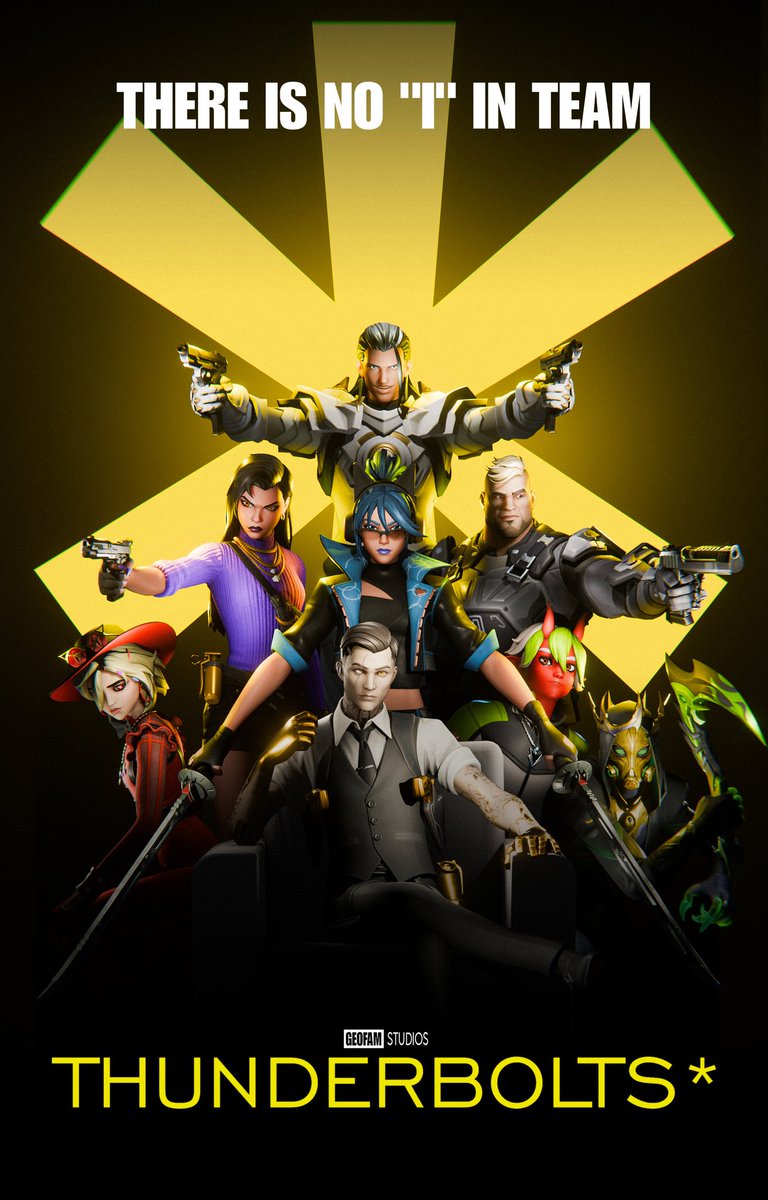 ItsGeofam's tweet photo. THUNDERBOLTS*
There is "I" in team...

#Thunderbolts #Fortnite #FortniteArt #Blender #b3d https://t.co/f7ywE6pIec