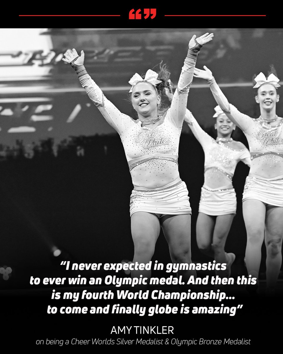 FloCheer's tweet photo. Living out her dreams on the Olympics stage ➡️ to The Cheerleading Worlds Stage 🥉🥈🌎

Hard work, passion, & a whole lot of heart helped @amytinkler2 achieve her dreams. Hear her story of becoming an Olympic Bronze medalist in gymnastics & a #CheerWorlds2025 silver medalist 👏

🔗: https://t.co/v8rL0TIC8u
