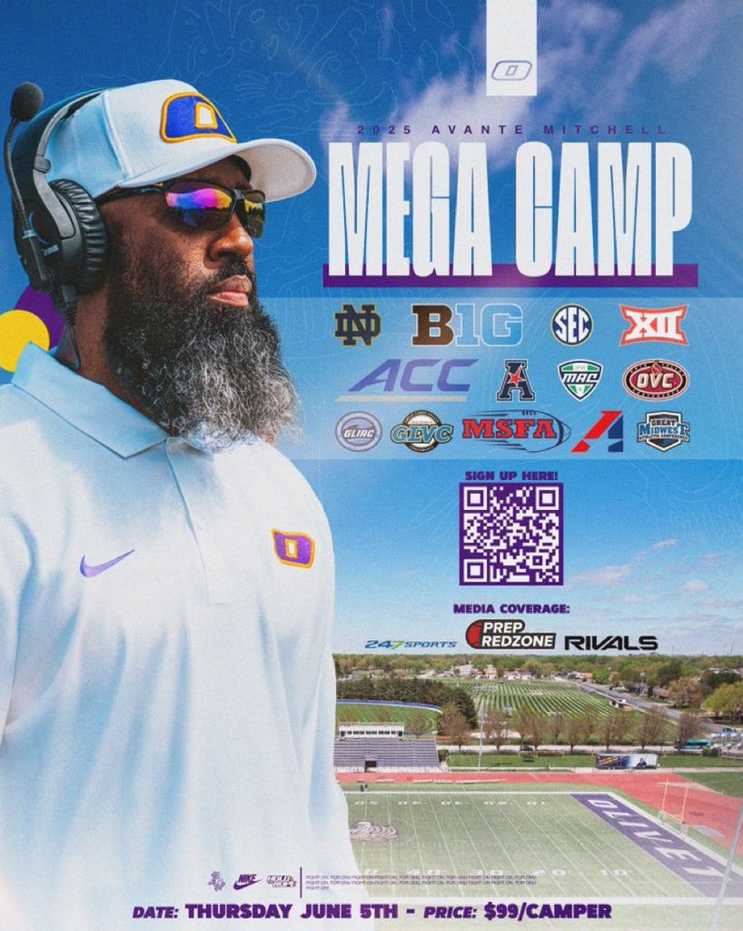 Come get coached by the best and get evaluated. This is a great opportunity to earn a scholarship to play at the next level.

#ComeToTheBourb
#ONUMegaCamp
#R837
qrco.de/bfoEOj