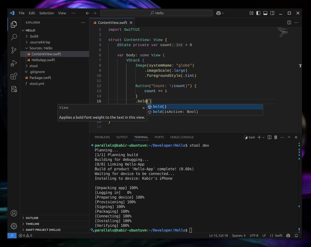rychillie's tweet image. Quer programar apps nativos para iOS com Swift, mas não quer gastar com Macbook?

Bora conhecer o XTOOL: um Xcode open source, multiplataforma, que permite criar, compilar e instalar apps iOS direto do Linux, Windows ou macOS.

Confira: github.com/xtool-org/xtool