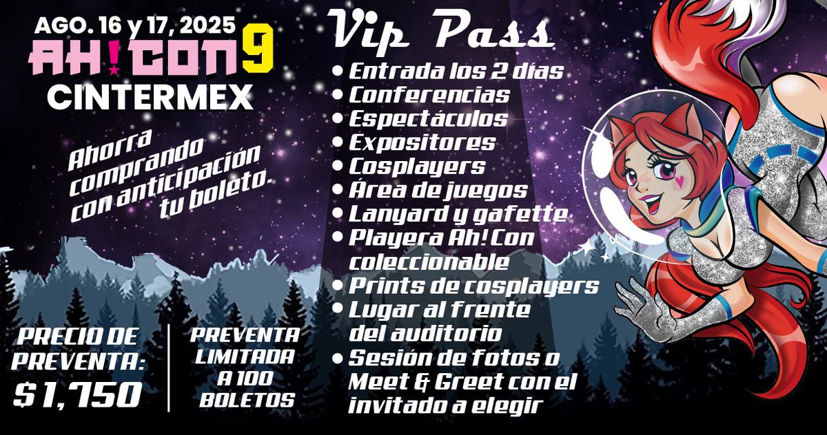 Adquiere tu pase Vip en ahcon.mx y vive al máximo la AH!CON9 este 16 y 17 de Agosto en la sala H de Cintermex 🐙 evento para fans mayores de edad 🐙