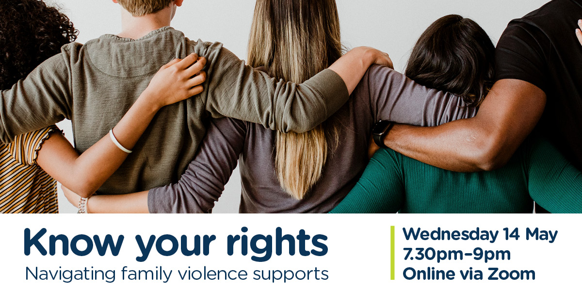 LAST CHANCE TO REGISTER: Know your rights. Navigating family violence supports

📅Wed 14 May, 7.30pm - 9pm
📍Zoom (link will be emailed to registered participants)
🔖TIX at stickytickets.com.au/wjdtj/know_you… 

Special guest Jane Gilmore. 

More info and register at monash.vic.gov.au/know-your-righ…