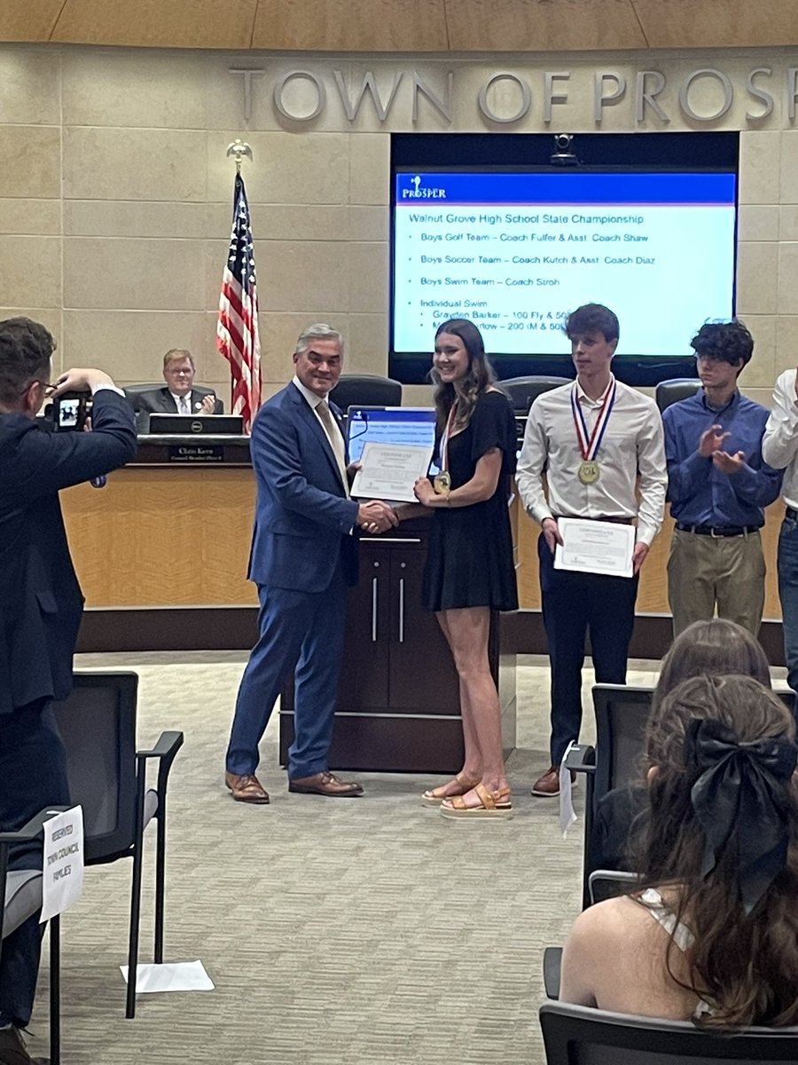 PISD_Aquatics's tweet image. What an awesome evening for the @WGHS_Aquatics program! Receiving awards from the Town of Prosper for their amazing achievements this season! @PISD_Athletics is incredibly proud!
#StateChamps