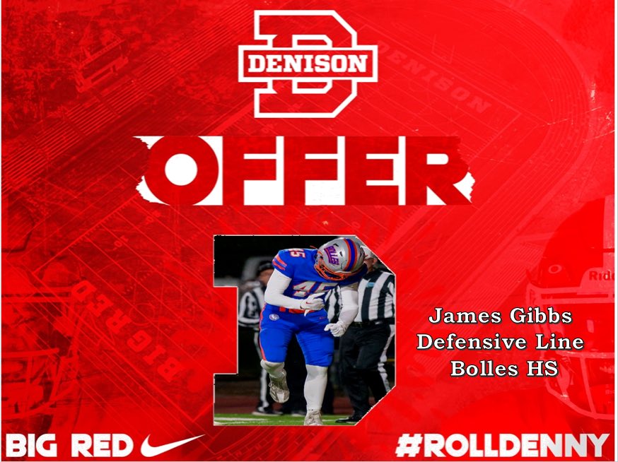 James Gibbs (@gibbsjames45) on Twitter photo After a conversation with <a href="/coachhatem/">Jack Hatem</a> I am blessed to receive my second offer from Denison! #rolldenny <a href="/DeshawnBrownInc/">Deshawn Brown</a> <a href="/ToddFordham78/">Todd</a> <a href="/AlphaSports_Inc/">Alpha Sports</a> <a href="/coachjo51/">Jovon Johnson</a> After a conversation with <a href="/coachhatem/">Jack Hatem</a> I am blessed to receive my second offer from Denison! #rolldenny <a href="/DeshawnBrownInc/">Deshawn Brown</a> <a href="/ToddFordham78/">Todd</a> <a href="/AlphaSports_Inc/">Alpha Sports</a> <a href="/coachjo51/">Jovon Johnson</a>