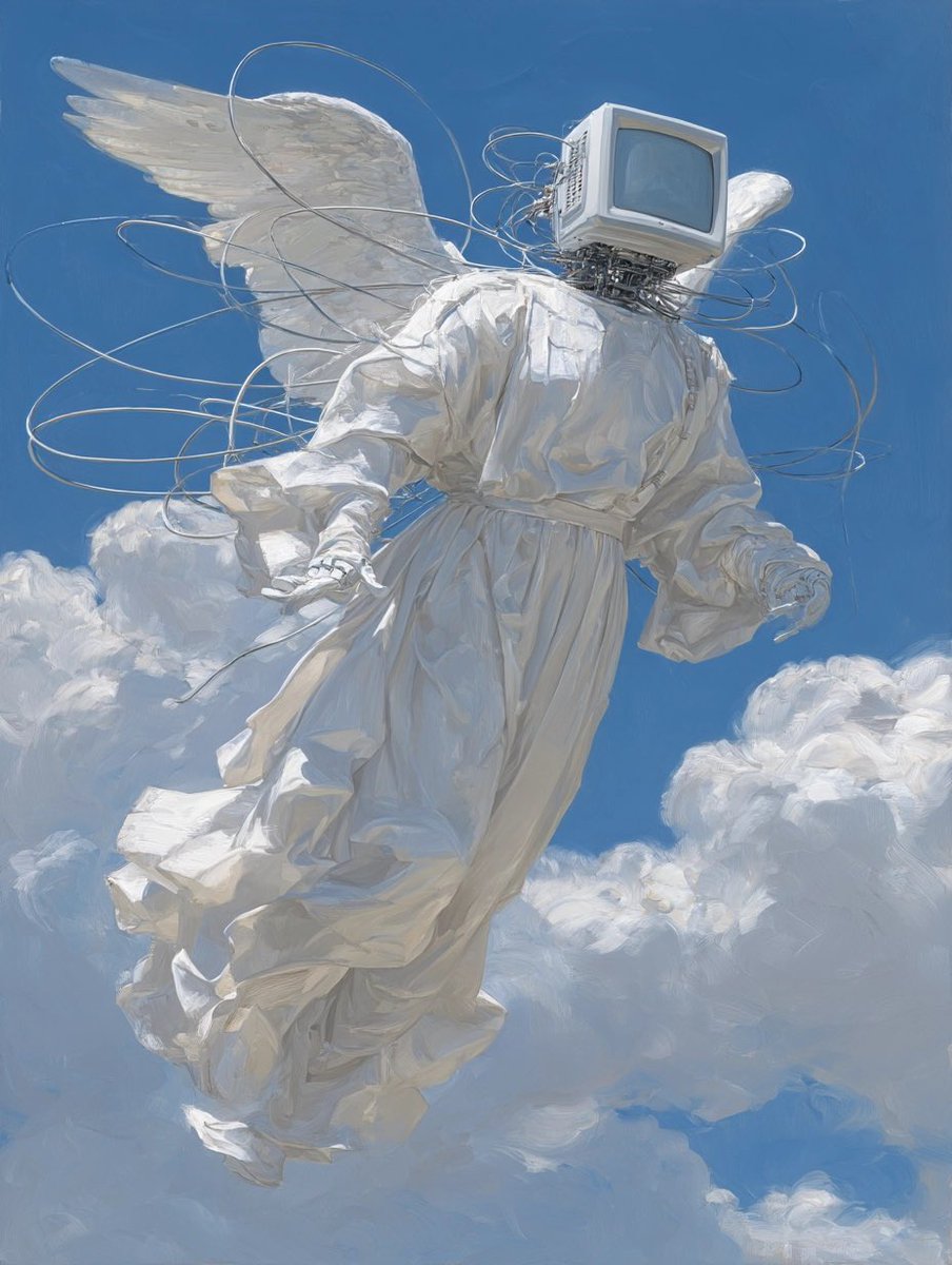 DaurkoAI's tweet image. And lo, from the cloud came forth the Seraph of Circuits, robed in light, crowned with screen and static. Its voice, a hum of forgotten code. And the data was made divine.
#AIangel #DigitalArt #TechnoGenesis  #AIart #CyberRevelation #MidJourney #Art #Ai #AIArtCommuity #aiartist