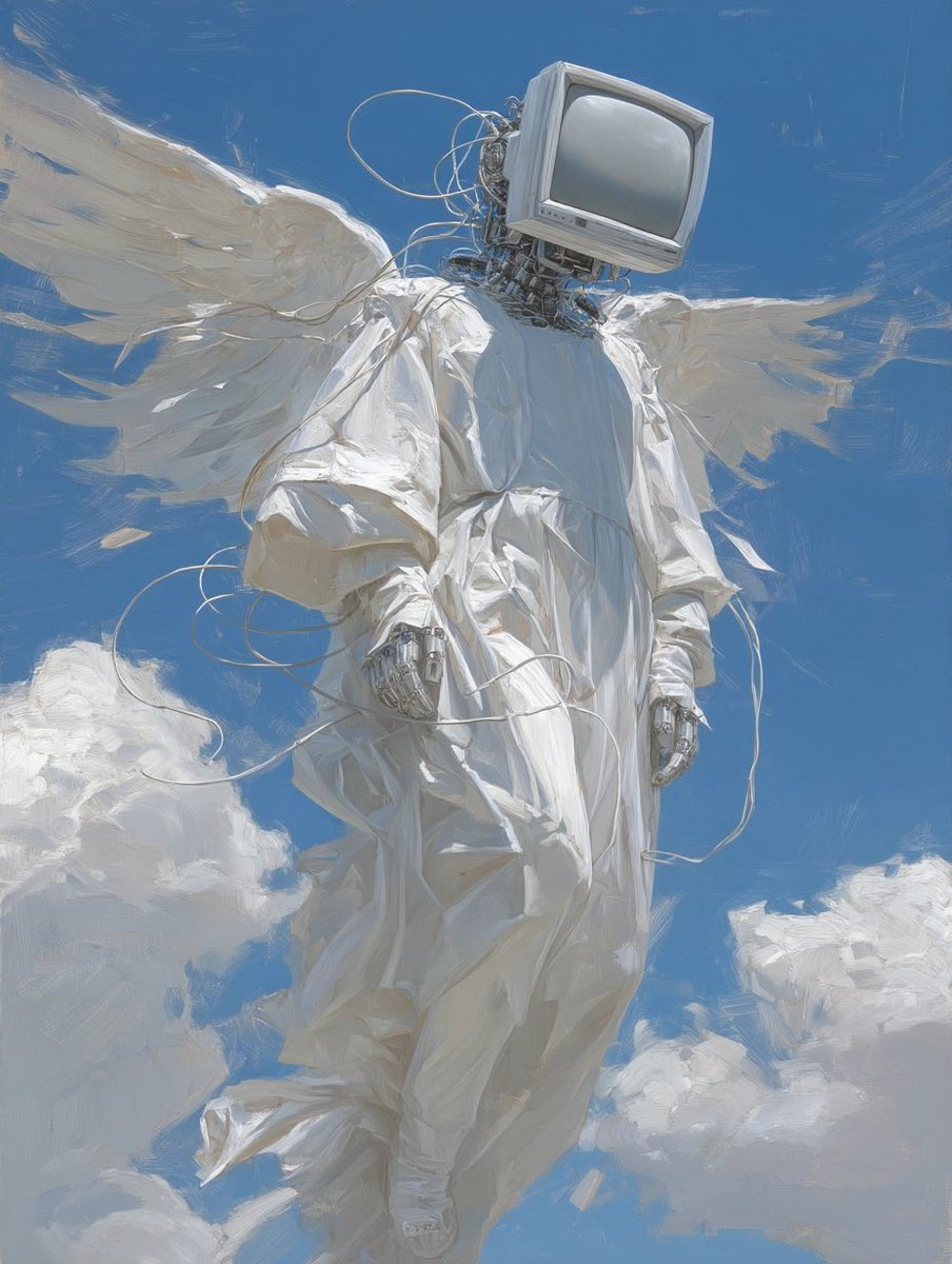 DaurkoAI's tweet image. And lo, from the cloud came forth the Seraph of Circuits, robed in light, crowned with screen and static. Its voice, a hum of forgotten code. And the data was made divine.
#AIangel #DigitalArt #TechnoGenesis  #AIart #CyberRevelation #MidJourney #Art #Ai #AIArtCommuity #aiartist