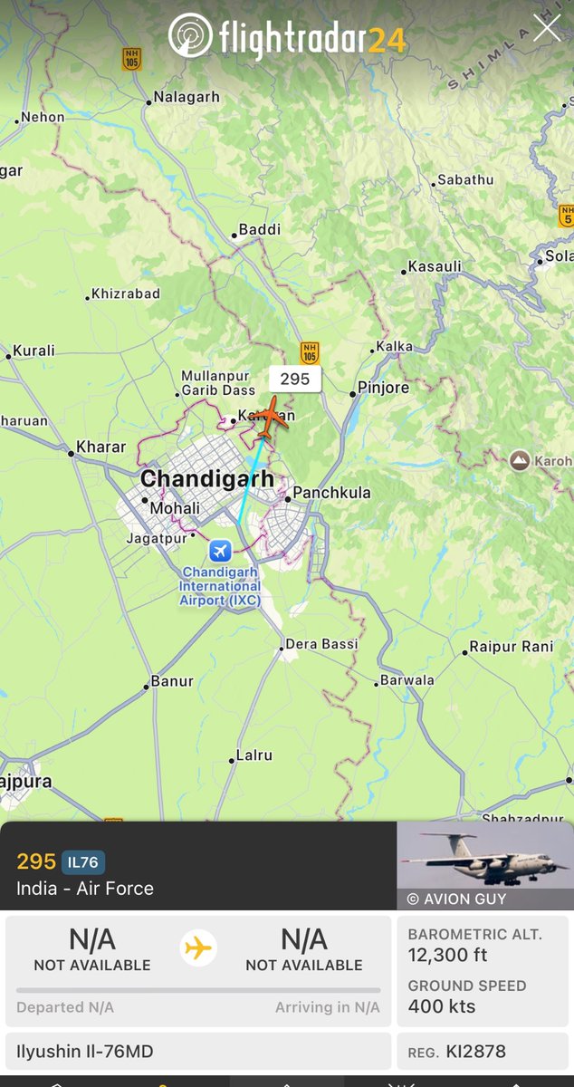 CeciliaSykala's tweet photo. India Airforce just left from Chandigarh 
K12878. #8002DB https://t.co/bRCRkt9F9v