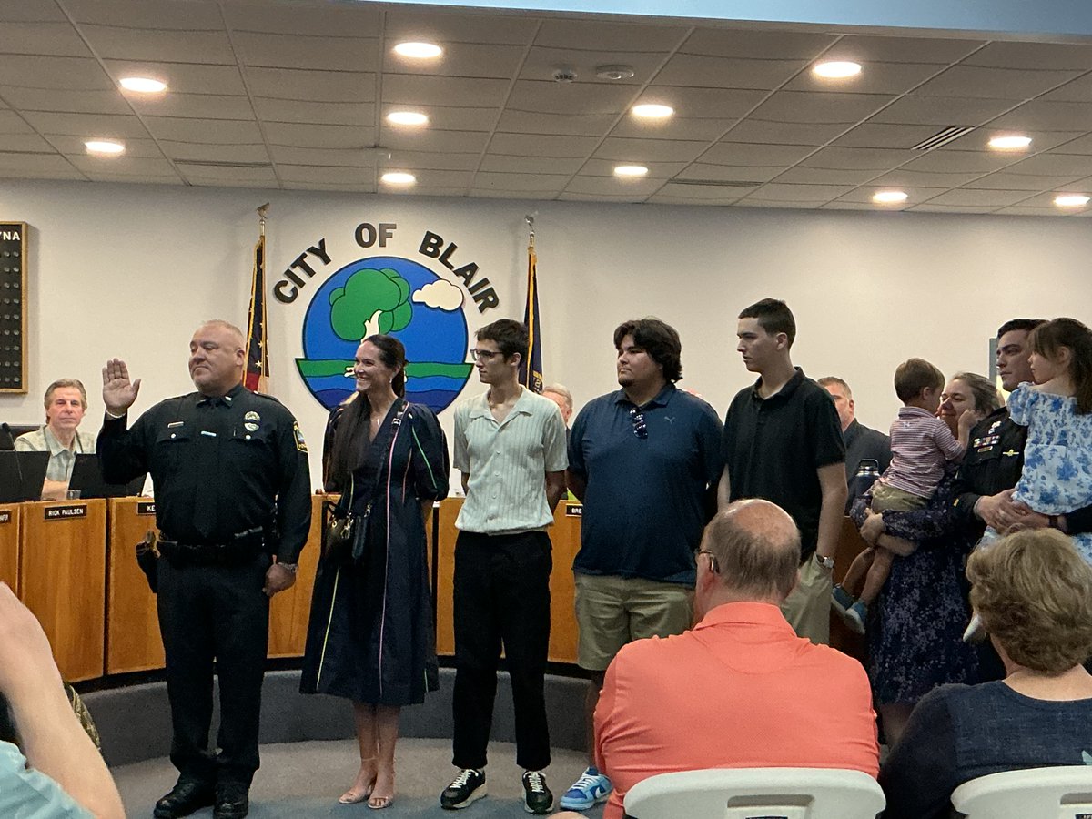 Post #2 from tonight! 🎉

Big welcome to Chief Kinsey, Officer Arent, and Officer Radke — officially sworn in tonight with the Blair Police Department! 👮‍♂️👏

Excited for their leadership and service in our community. 💙 #BlairPD #BlairNE #SwearingIn
